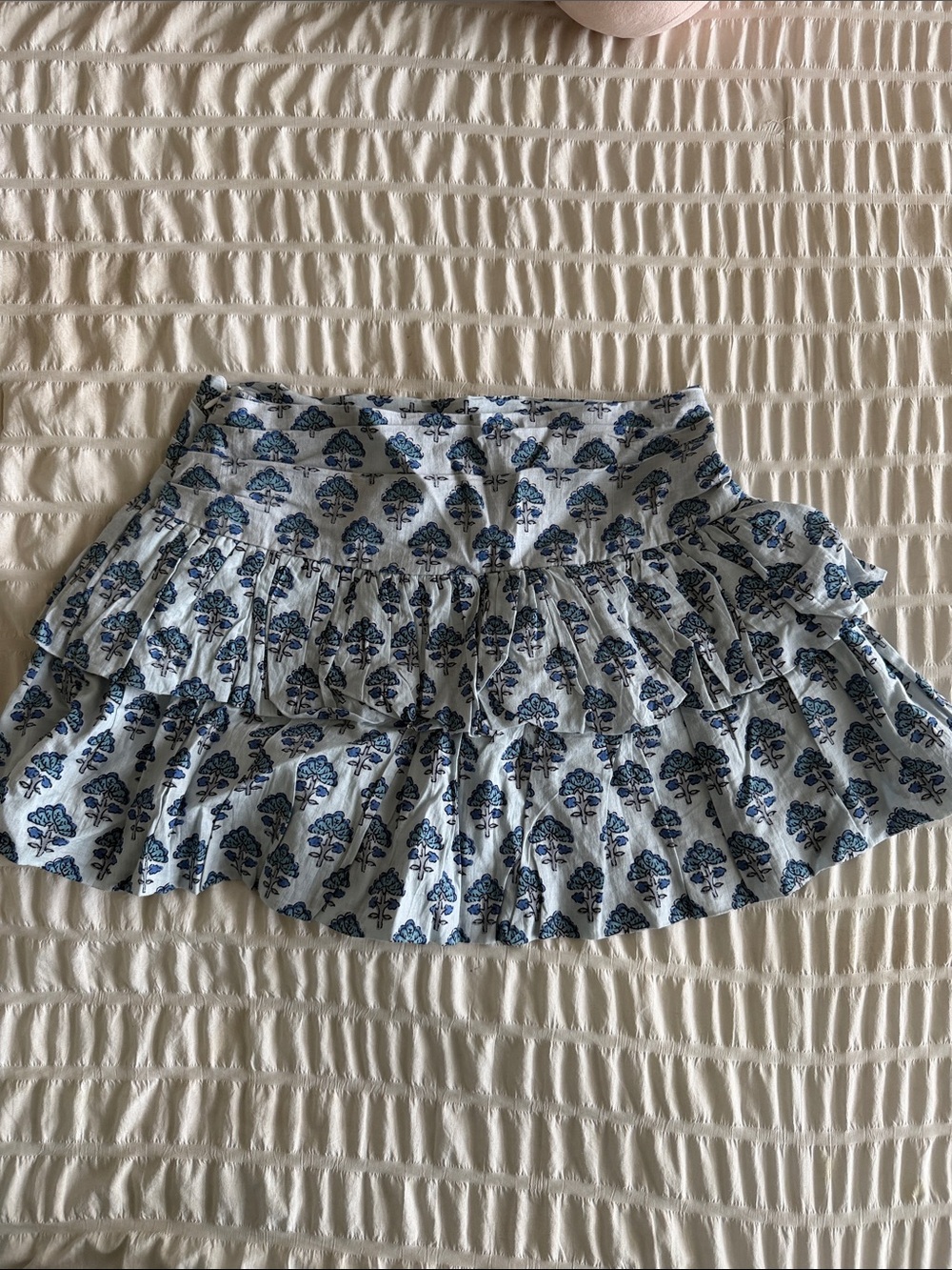 Blue Floral Tiered Ruffle Skirt - Women's Skater Style